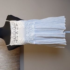 Blue Rain lace bib front boho top